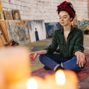 art class instructor Amber Larusso sound bath meditation