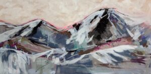 Acrylic on canvas of Colorado mountains covered in snow by Maureen Palazzolo