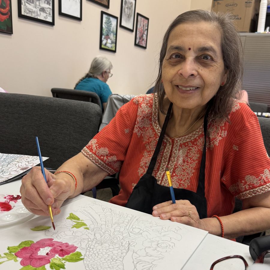 outreach community art class student watercolor painting