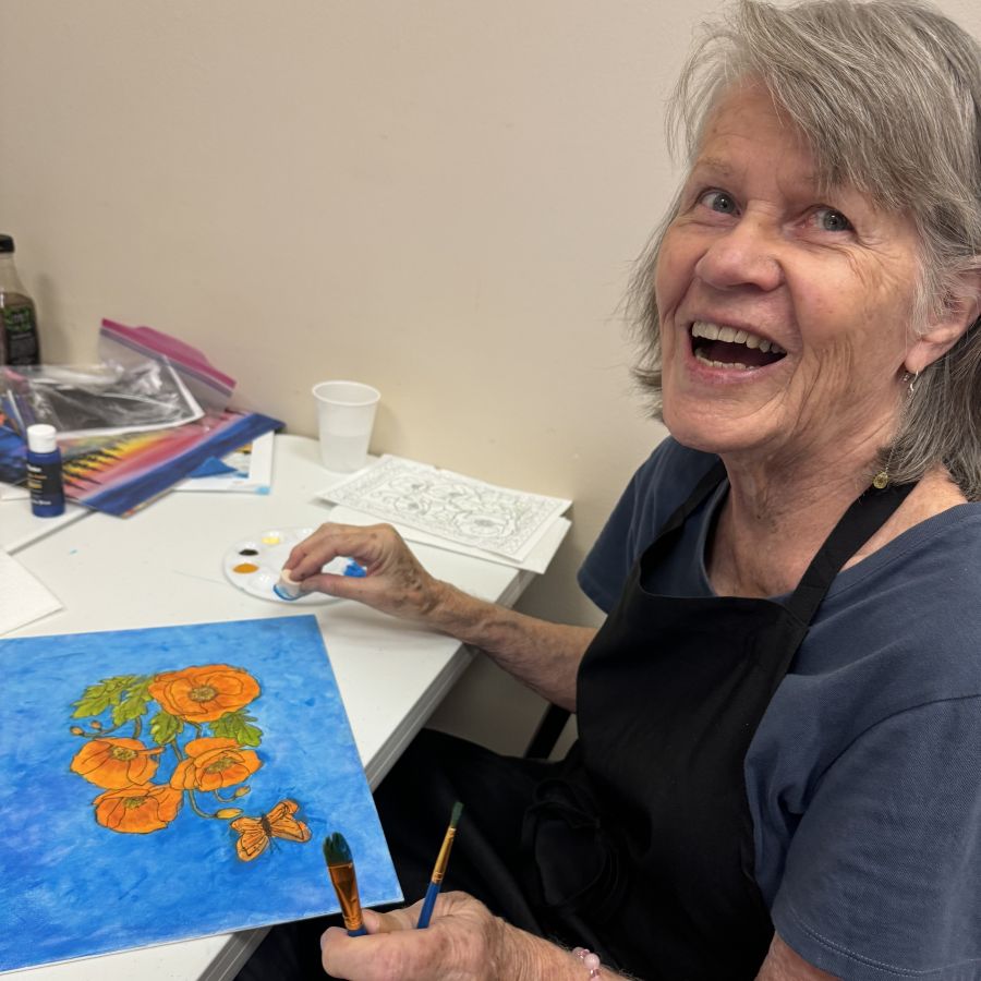 outreach community art class student watercolor painting