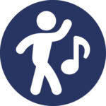 Icon presenting dance with person and music note