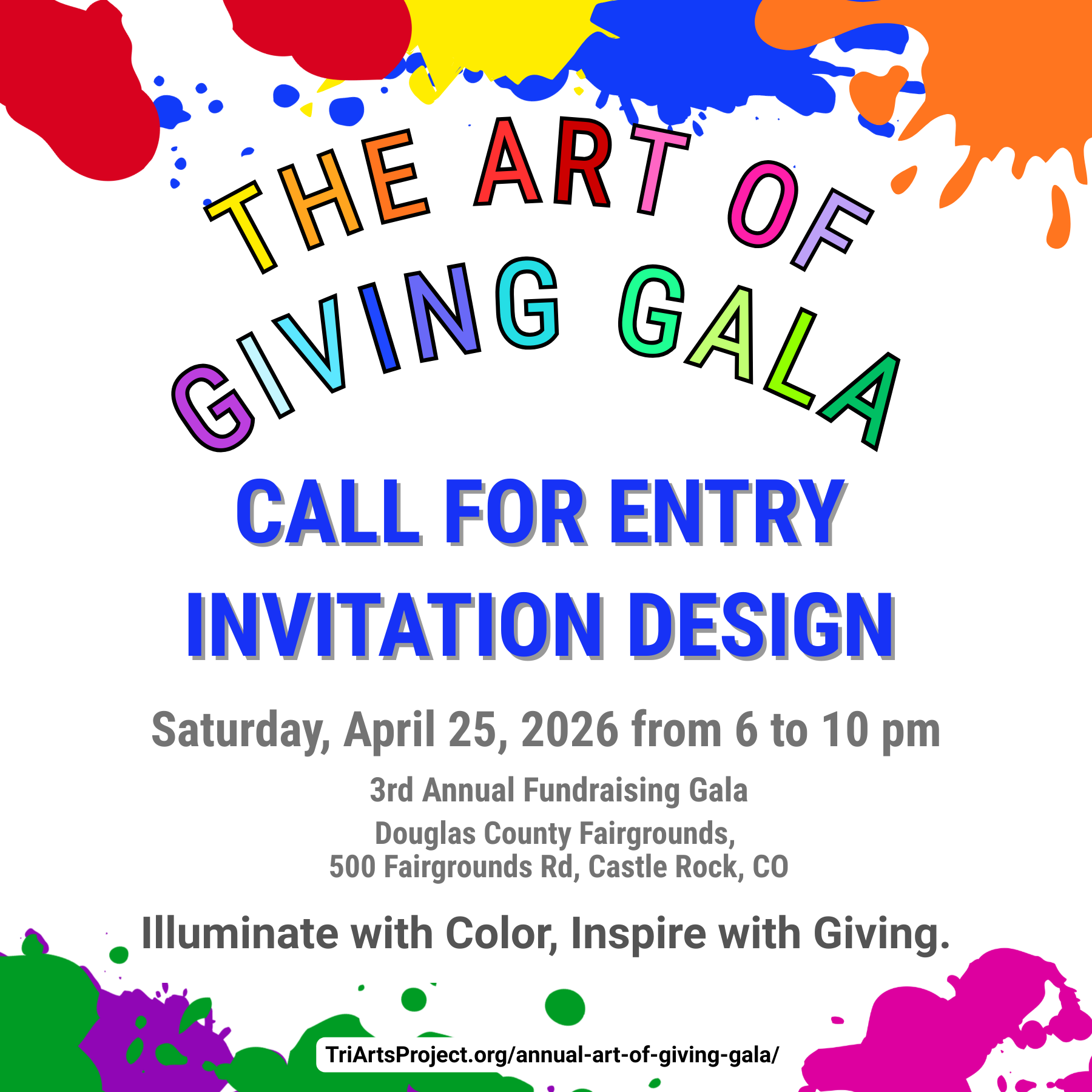 the art of giving gala call for entry image for tri arts project in castle rock colorado