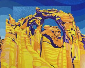 acrylic painting of mountain arches by Tri Arts Project artist Jeanne Trueax