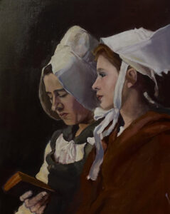 oil painting of two woman by Tri Arts Project artist Leigh Anne Lewis