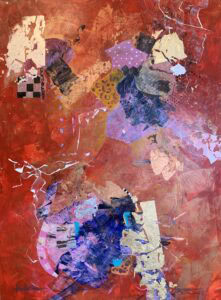 mixed media with gold and silver leaf abstract by Tri Arts Project artist Sandy Day Selbert