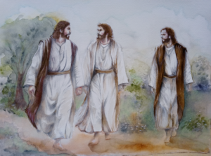 watercolor and pencil drawing of three men by Tri Arts Project artist Teresa Wilder