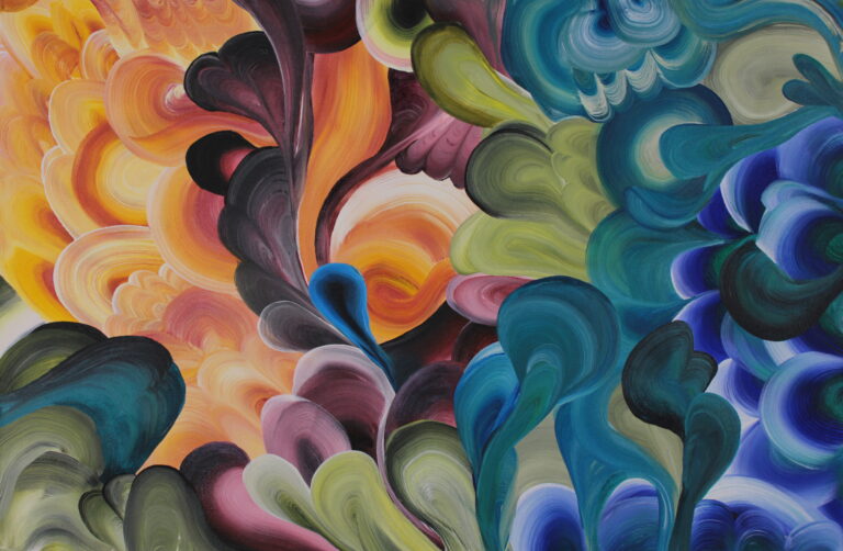 painting with colorful swirls by artist gail cooper