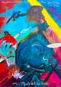 wild things exhibition painting by carrie martin called Edgar Allen Poe & a Crow