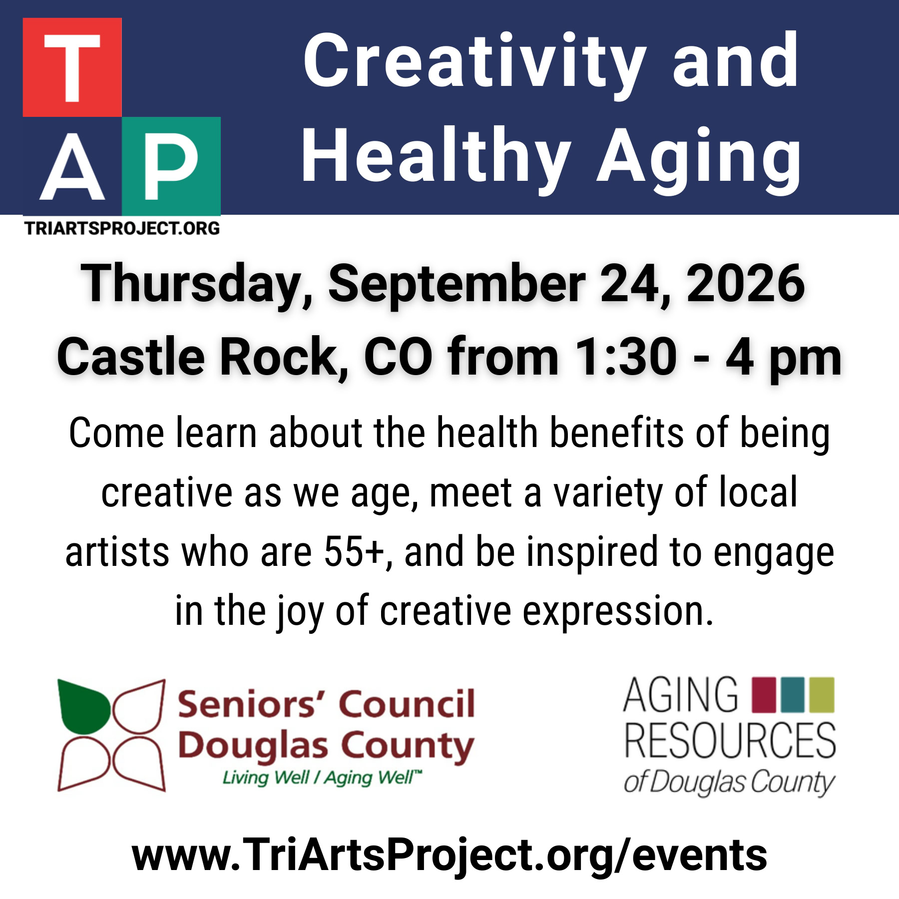 image of creativity and healthy aging event hosted by douglas county seniors council on september 24, 2026