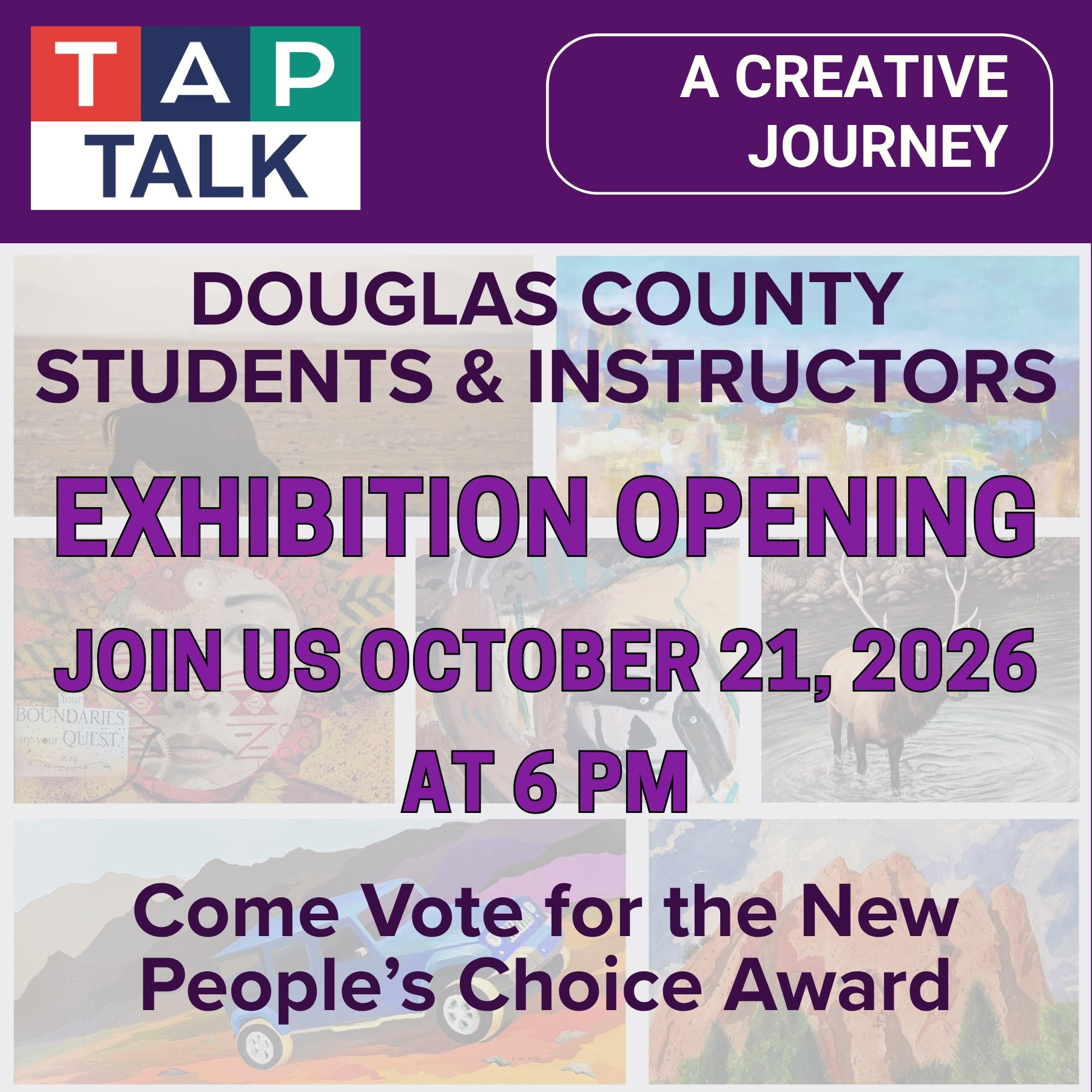 image of TAP talk exhibition opening on october 21, 2026