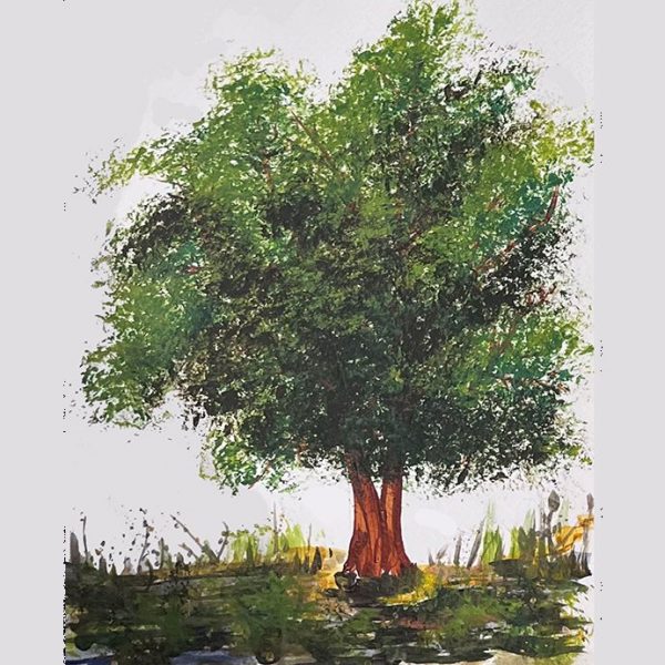 painting of a tree exampe of art made in basic acrylic painting class
