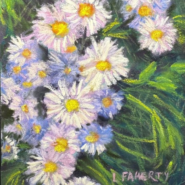 tri arts project instructor lisa faherty painting with pastels class example photo of wild asters flower