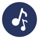 Icon of two music quarter notes with stem