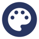 icon of a painting palette with 4 circles for oil paints