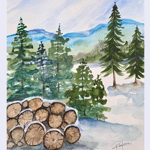 watercolor painting image of ocean coast for tri arts project instructor raelene vining